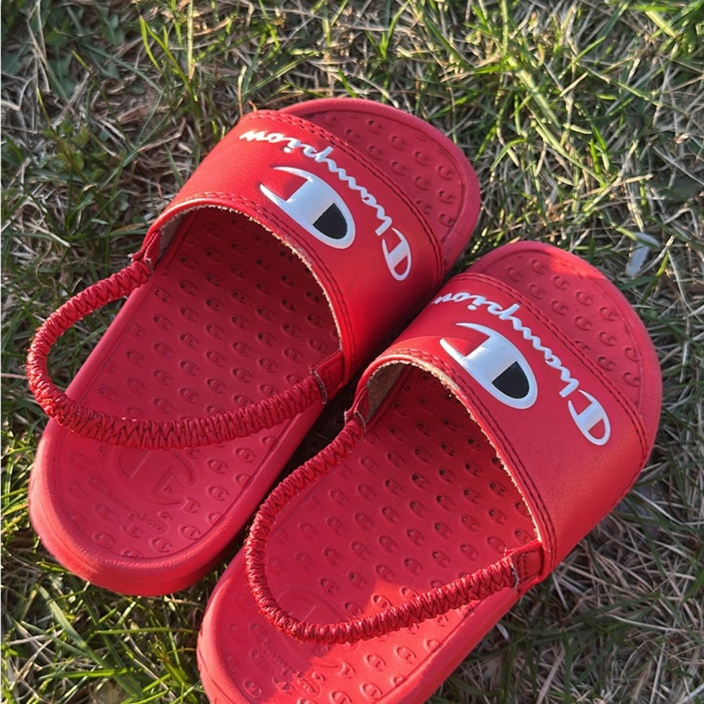 Champion Kids Red Slide Sandals